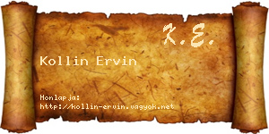Kollin Ervin névjegykártya